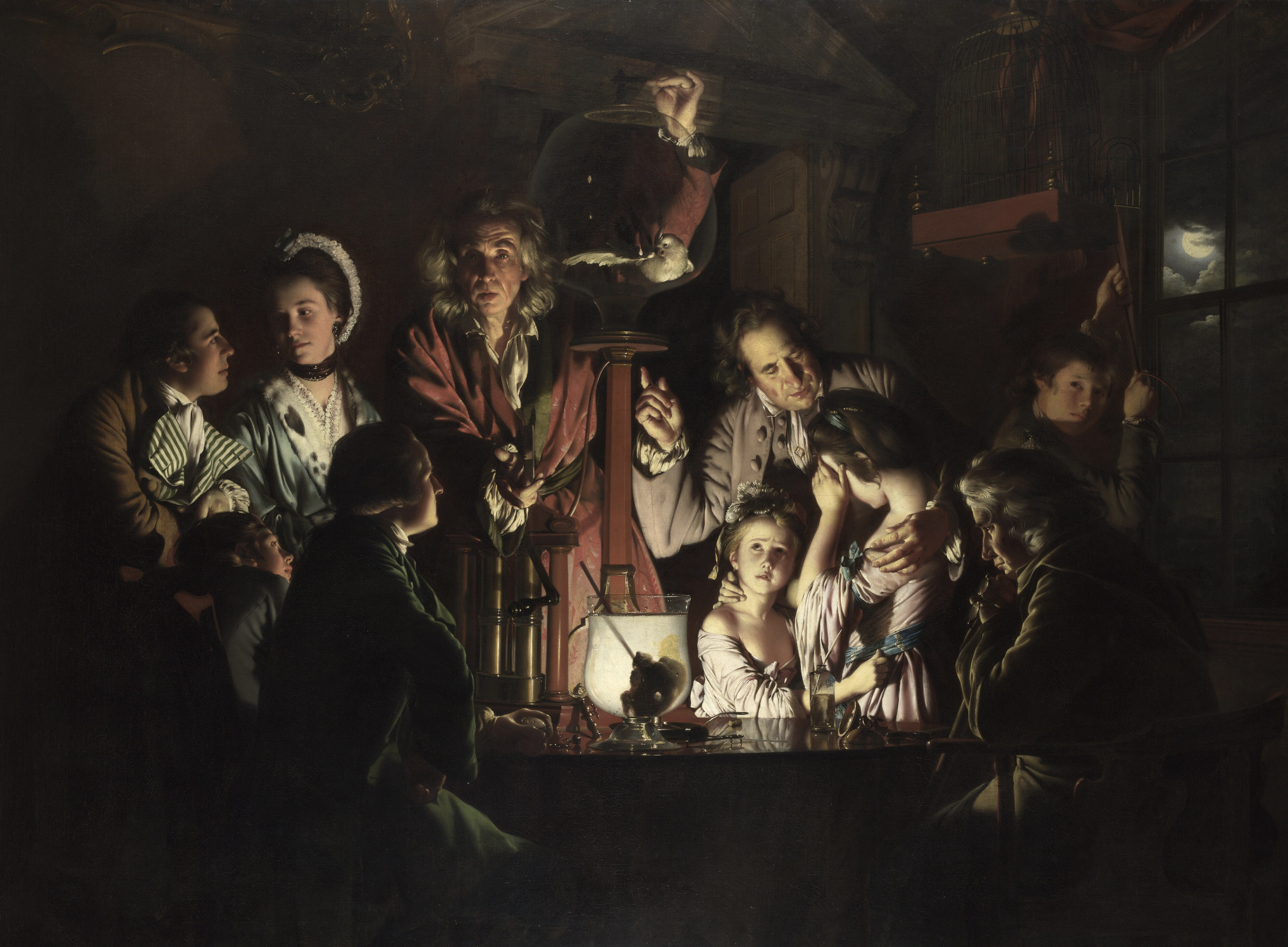 Kunstwerk Joseph Wright of Derby, Das Experiment mit dem Vogel in der Luftpumpe
